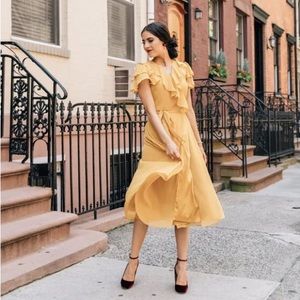 Rachel Parcell Upper East Side Dress Size Small Mustard Yellow